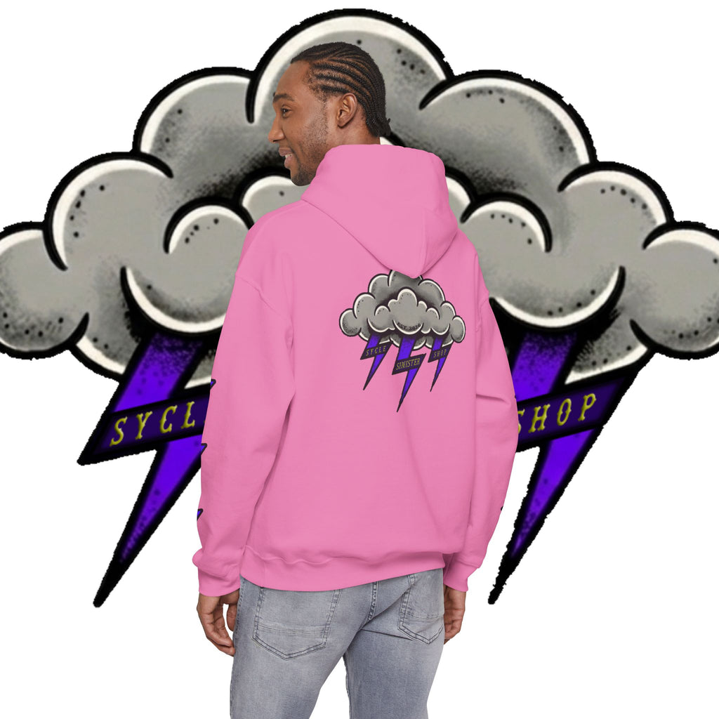 Storm Cloud Hoodie — Purple Lightning Graphic Pullover