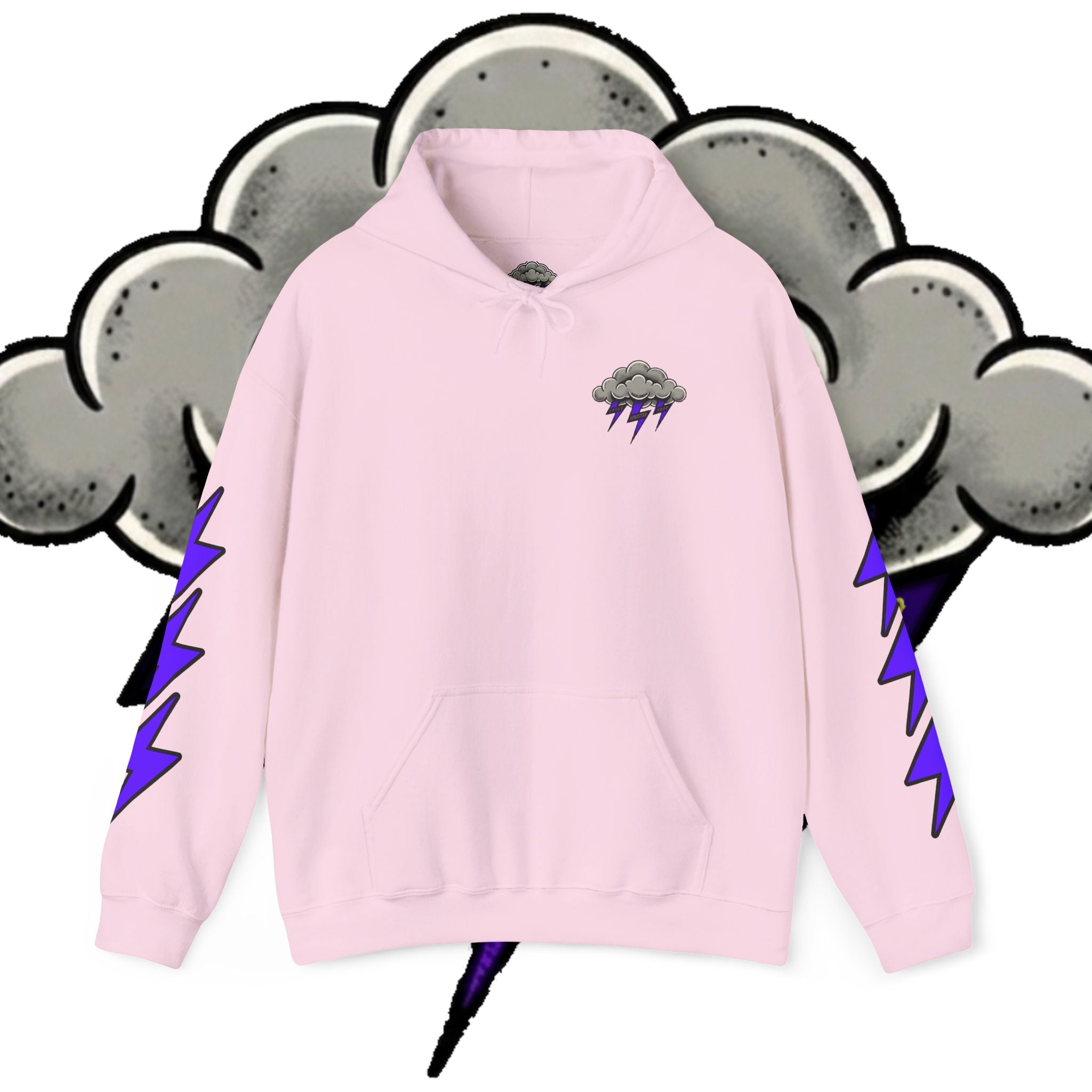 Storm Cloud Hoodie — Purple Lightning Graphic Pullover