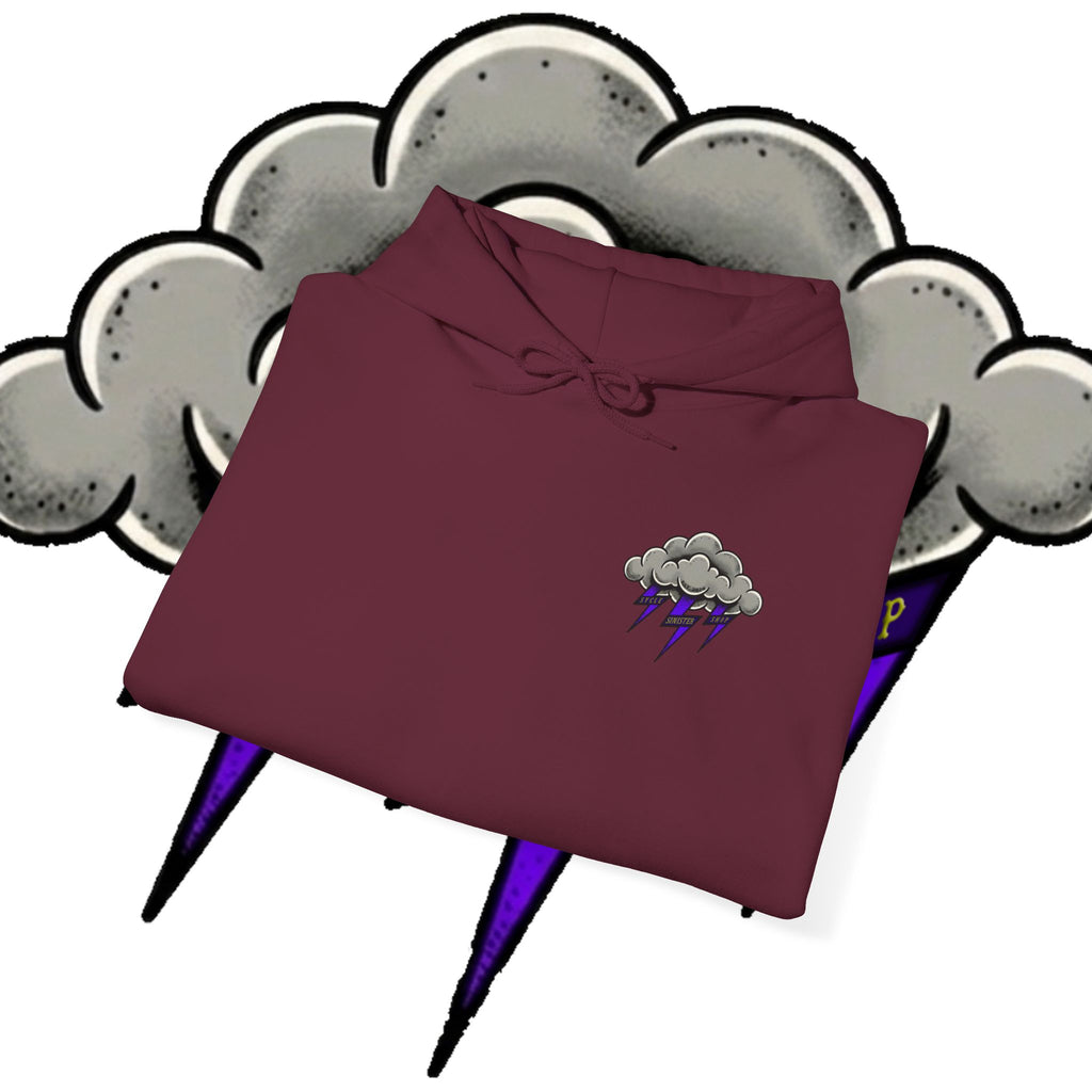 Storm Cloud Hoodie — Purple Lightning Graphic Pullover