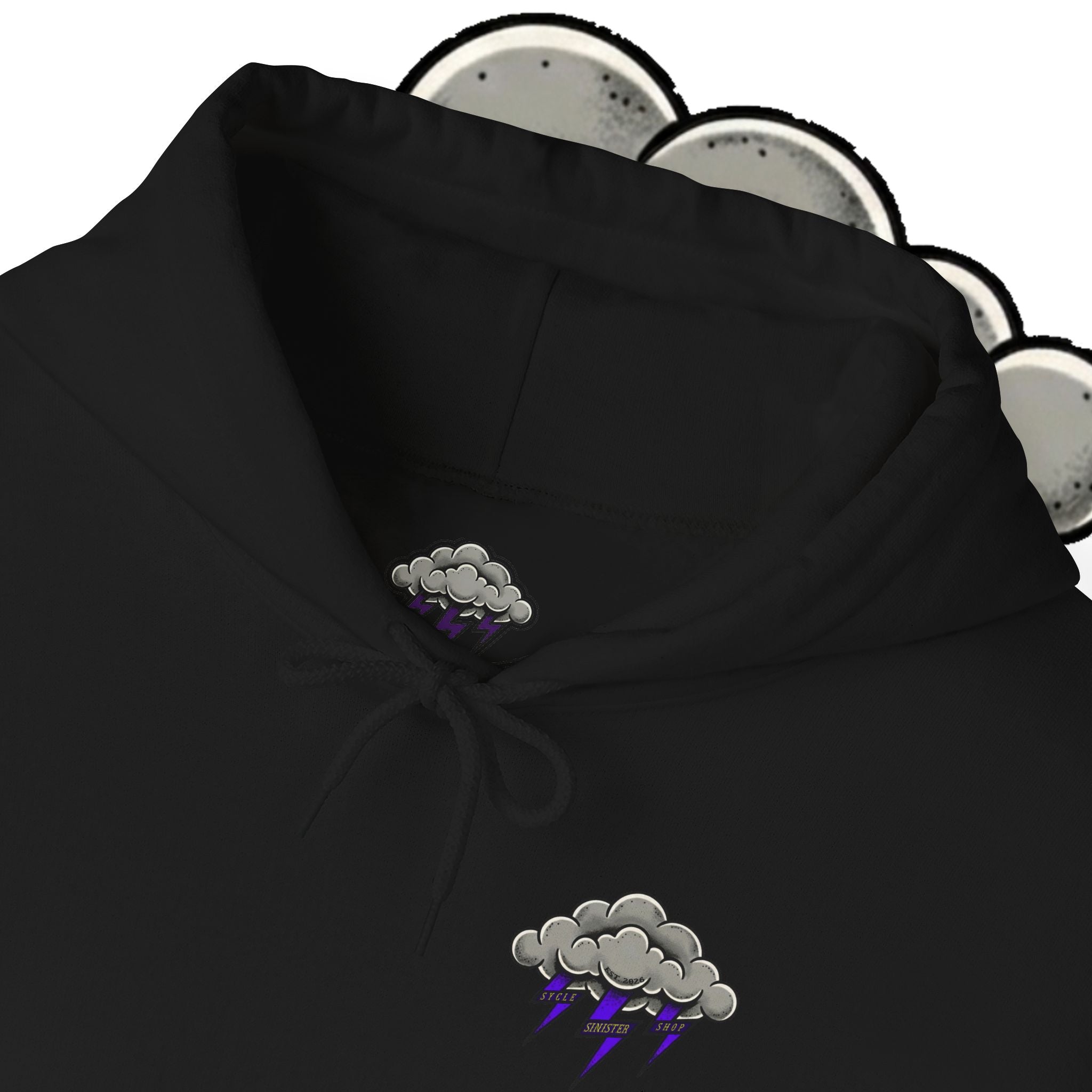 Storm Cloud Hoodie — Purple Lightning Graphic Pullover